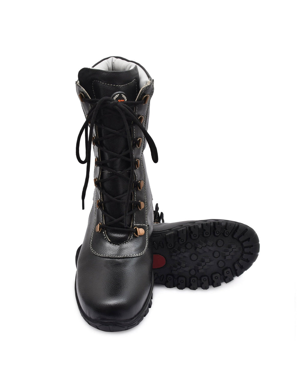 Snow Boots : Black Leather boots with Fur & Memory foam footpad.
