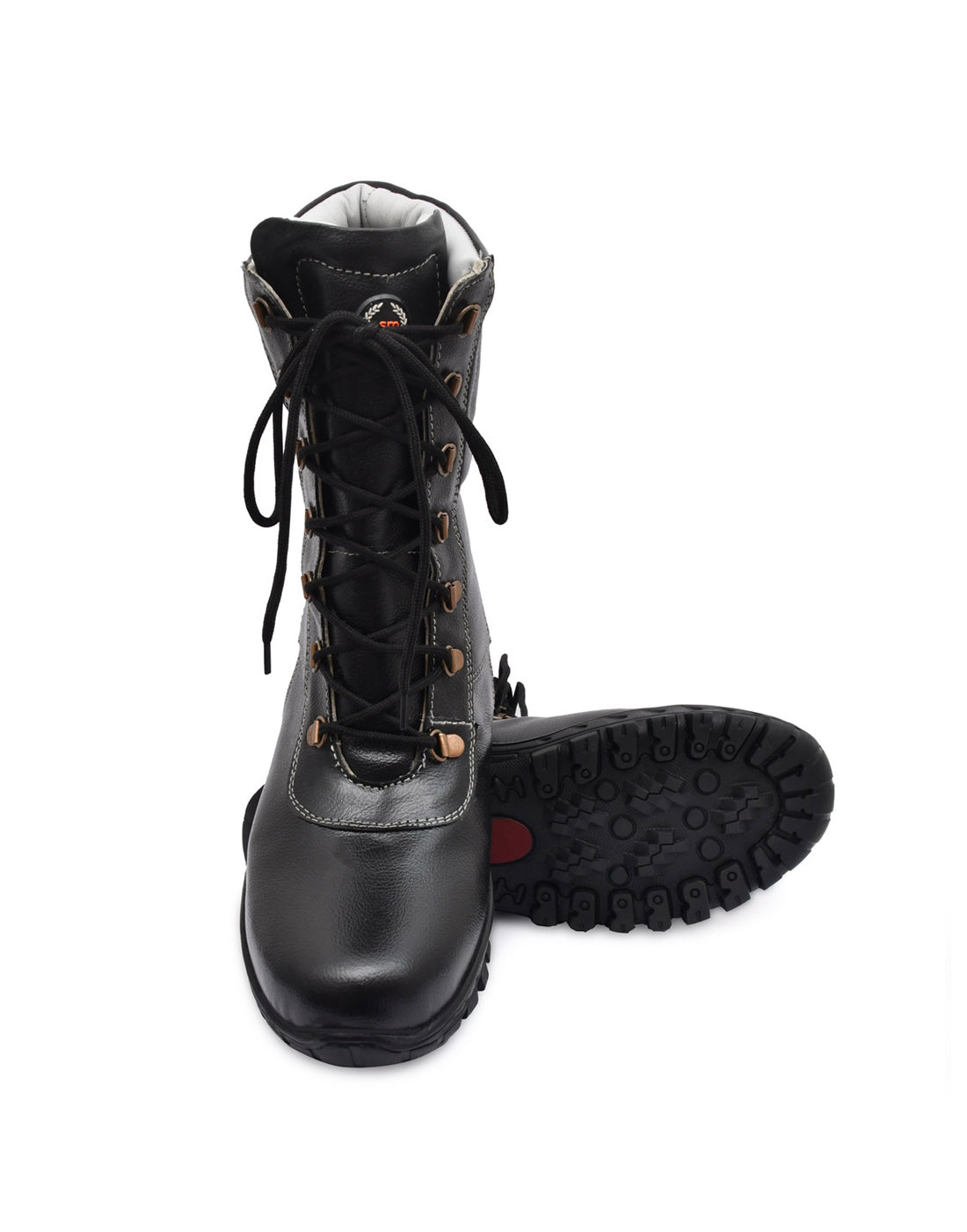Snow Boots : Black Leather boots with Fur & Memory foam footpad.