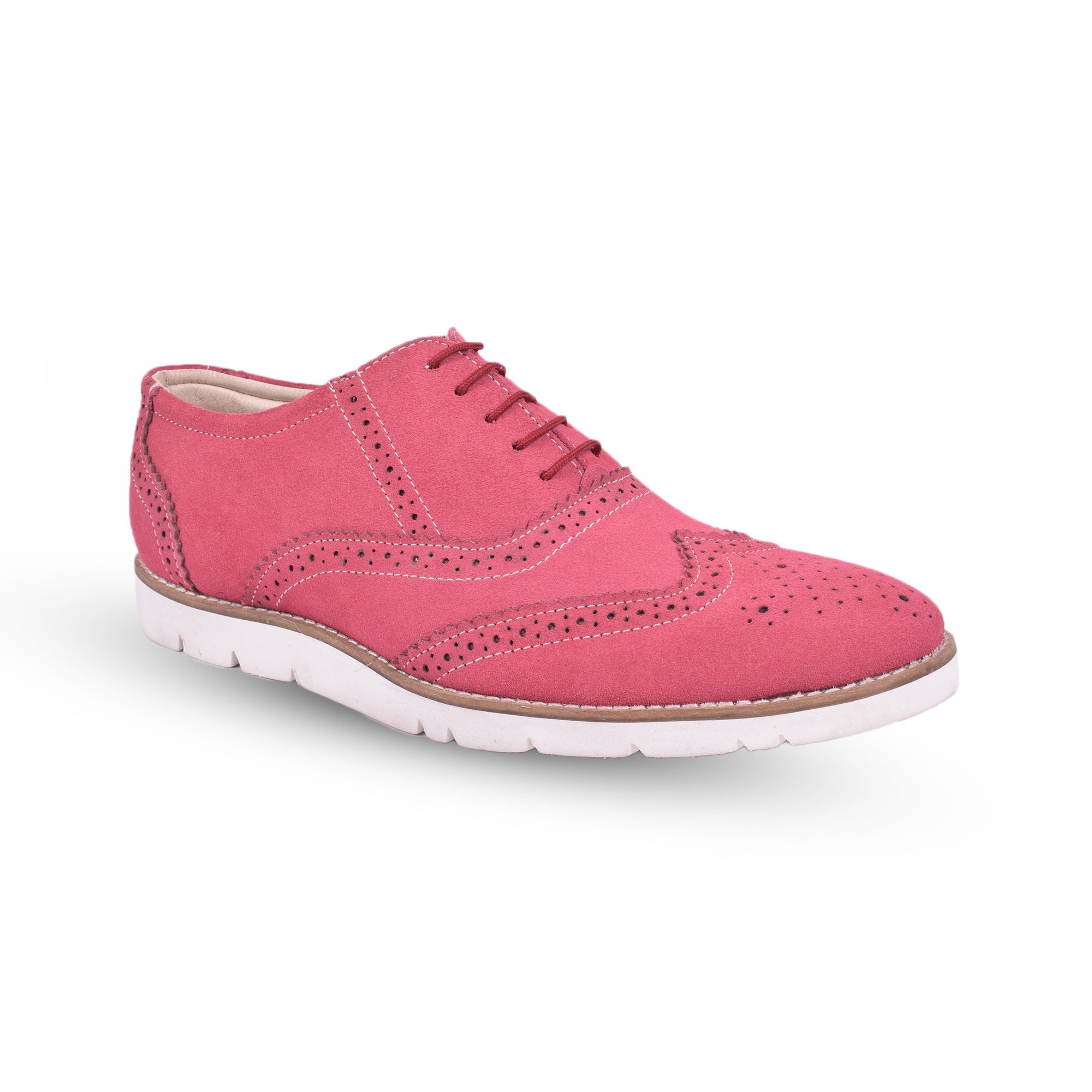 Sneakers : Pink Suede leather Sneakers with Memory foam footpad. Article : SN30-Pink