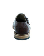Monk Strap Shoes : Brown leather Monk Strap Oxford Shoes for men with Memory foam footpad. Article : HU113-Brown