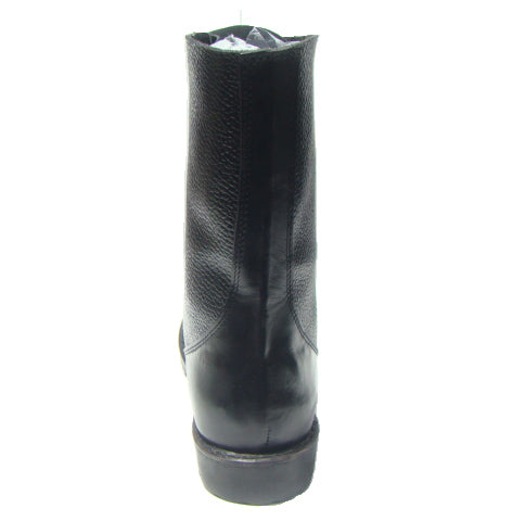 Biker Boots : 12" Inches long Black leather Rider boots for bikers with Memory foam footpad.