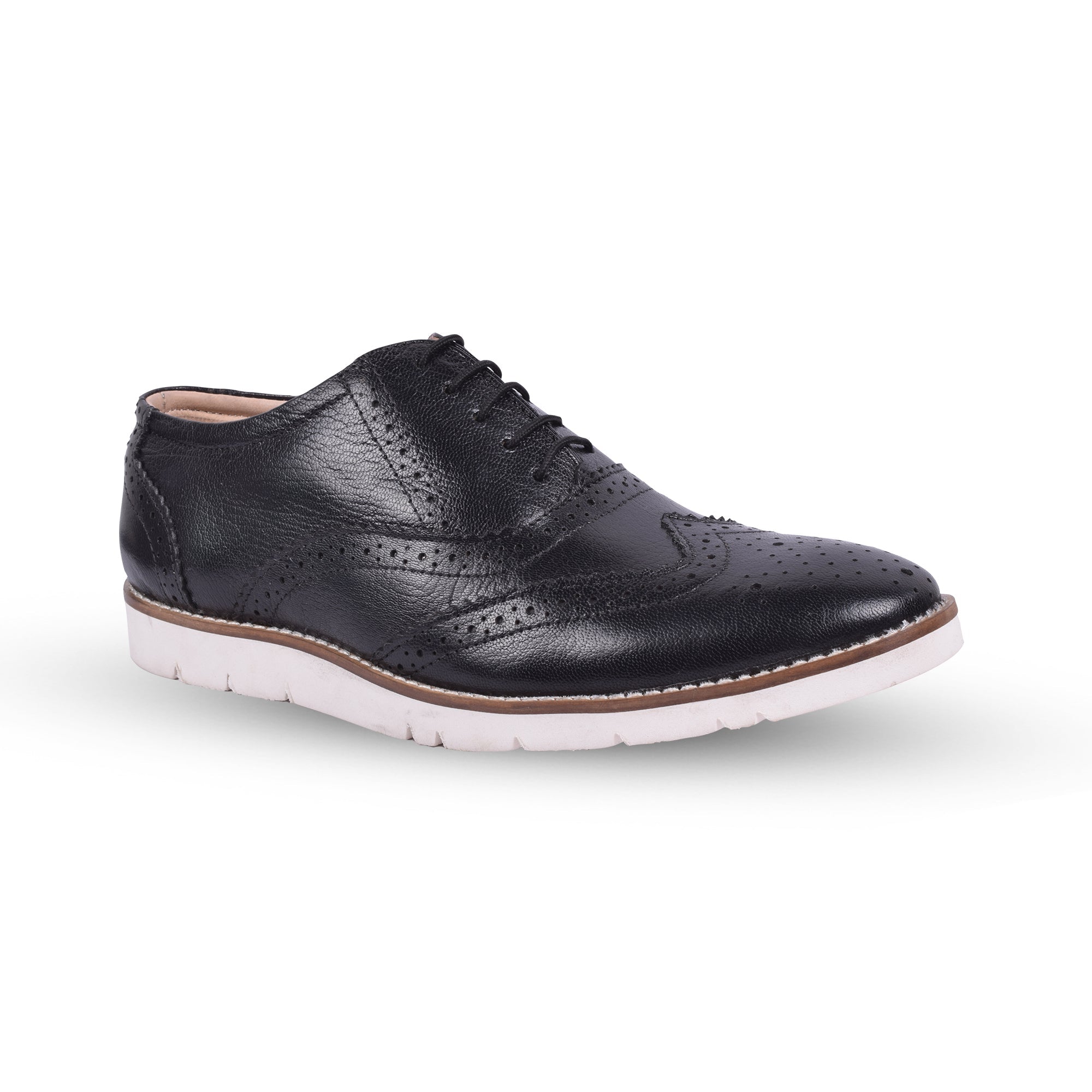 Sneakers : Black leather Sneakers with Memory foam footpad. Article : SN30-GBlack
