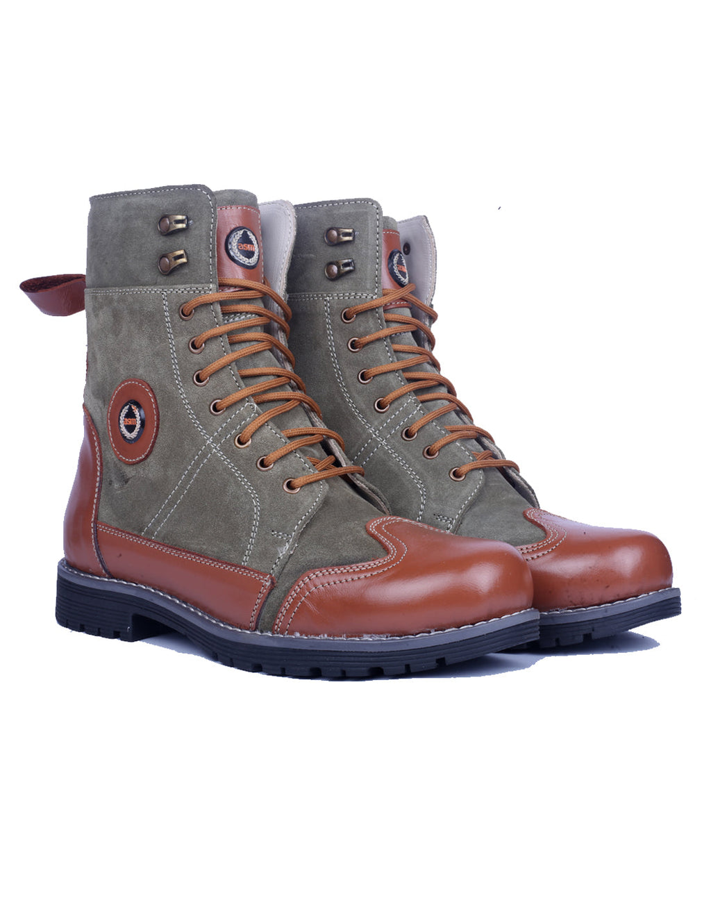 Biker Boots : Grey Suede leather Rider boots for bikers with Memory foam footpad.