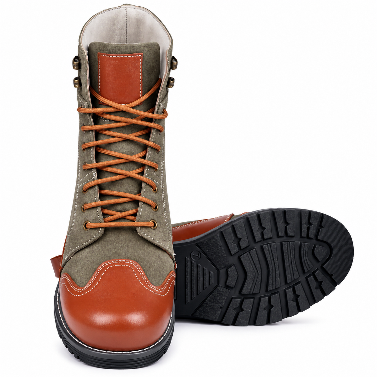 Biker Boots : Grey Suede leather Rider boots for bikers with Memory foam footpad.
