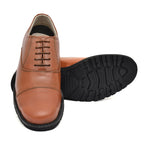 Safety Shoes : Industrial Safety Oxford Police Tan leather Shoes with Steel Toe & Memory foam footpad. Article : S110-PoliceTan