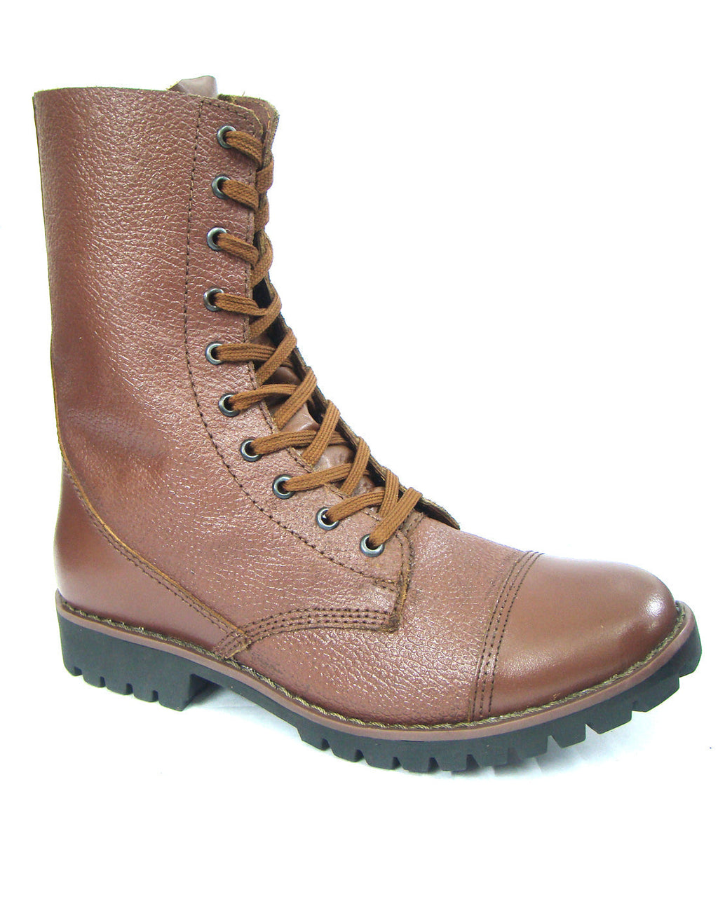 Biker Boots : 12" Inches long Tan leather Rider boots for bikers with Memory foam footpad.