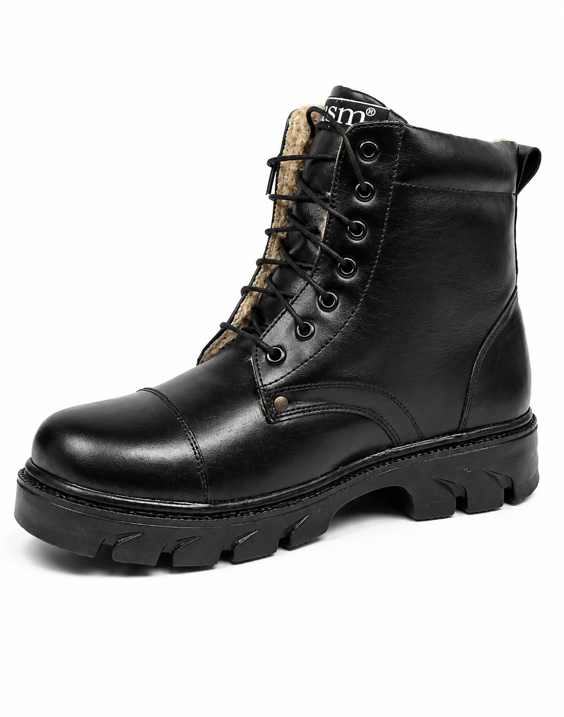 DMS Boots with Fur : Black leather Tactical DMS boots with Memory foam footpad. Article: ASM608W