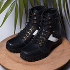 Biker Boots : Black leather Rider boots for Urban bikers with Steel toe.