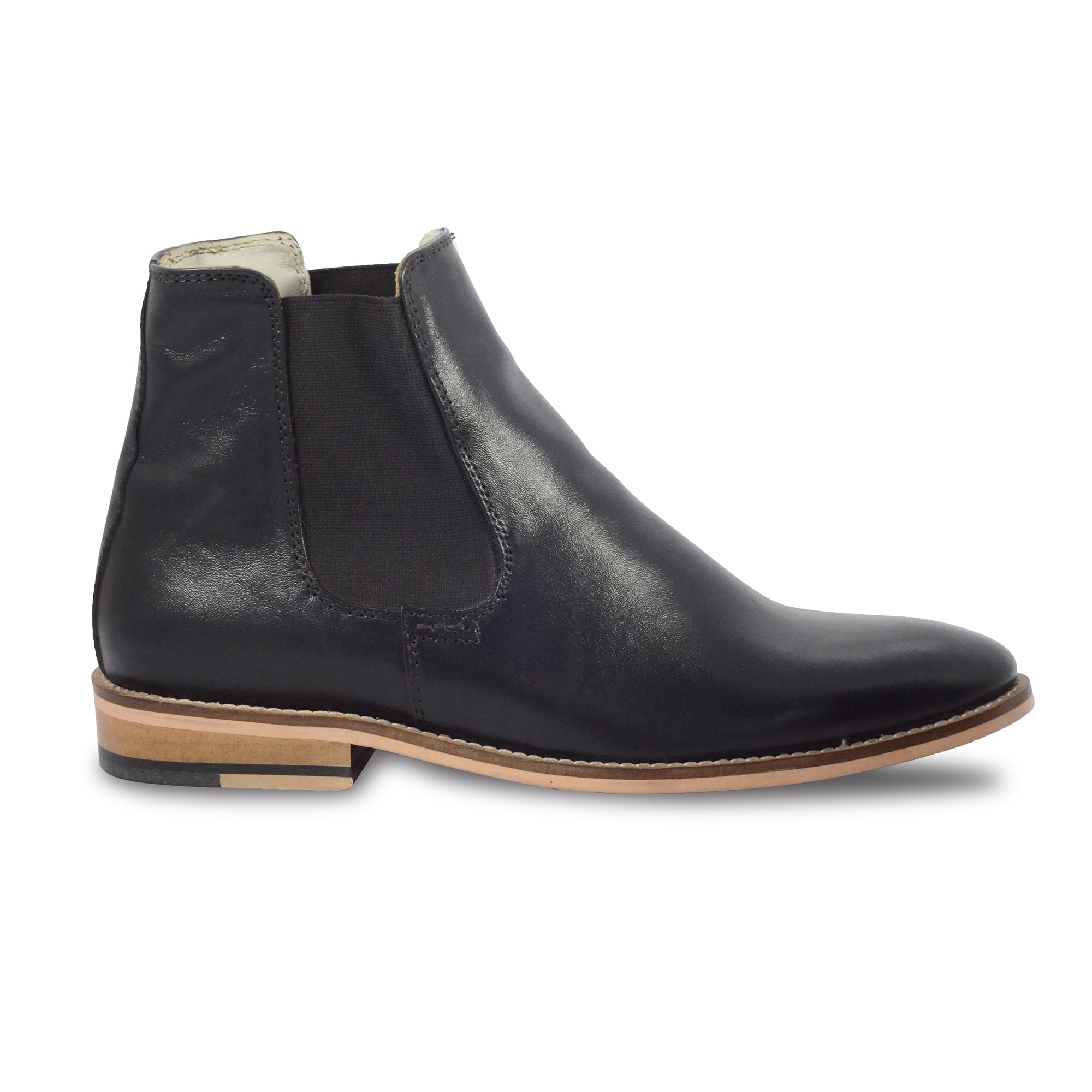 Chelsea Boots : Genuine Black  leather Chelsea Boots with Memory foam footpad. Article : Chelsea01