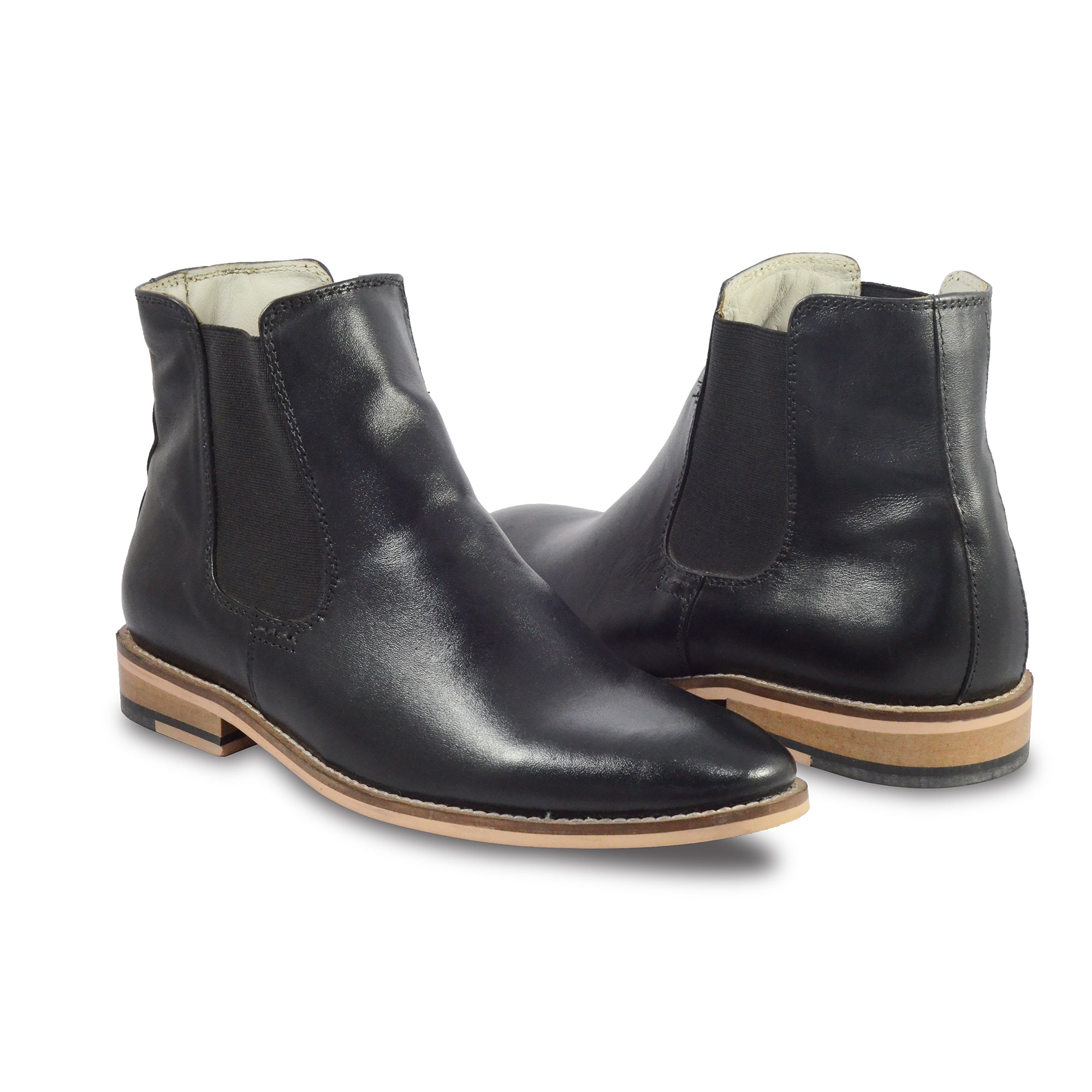 Chelsea Boots : Genuine Black  leather Chelsea Boots with Memory foam footpad. Article : Chelsea01