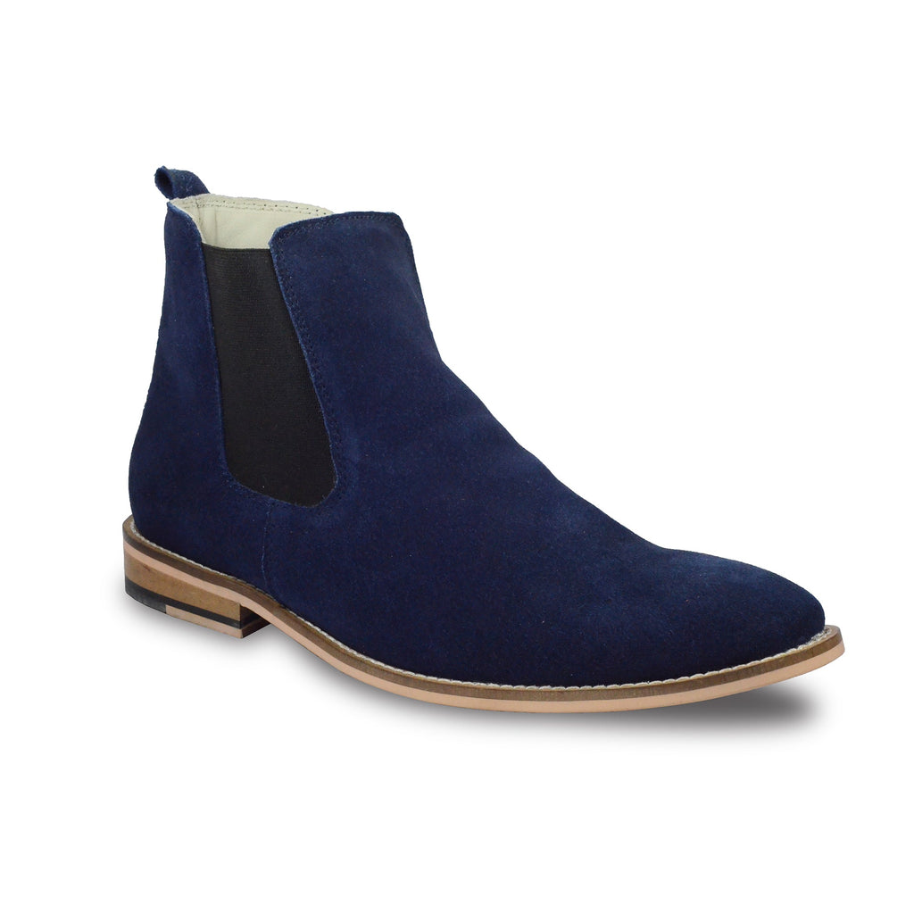 Chelsea Boots : Genuine Blue Suede leather Chelsea Boots with Memory foam footpad. Article : Chelsea04