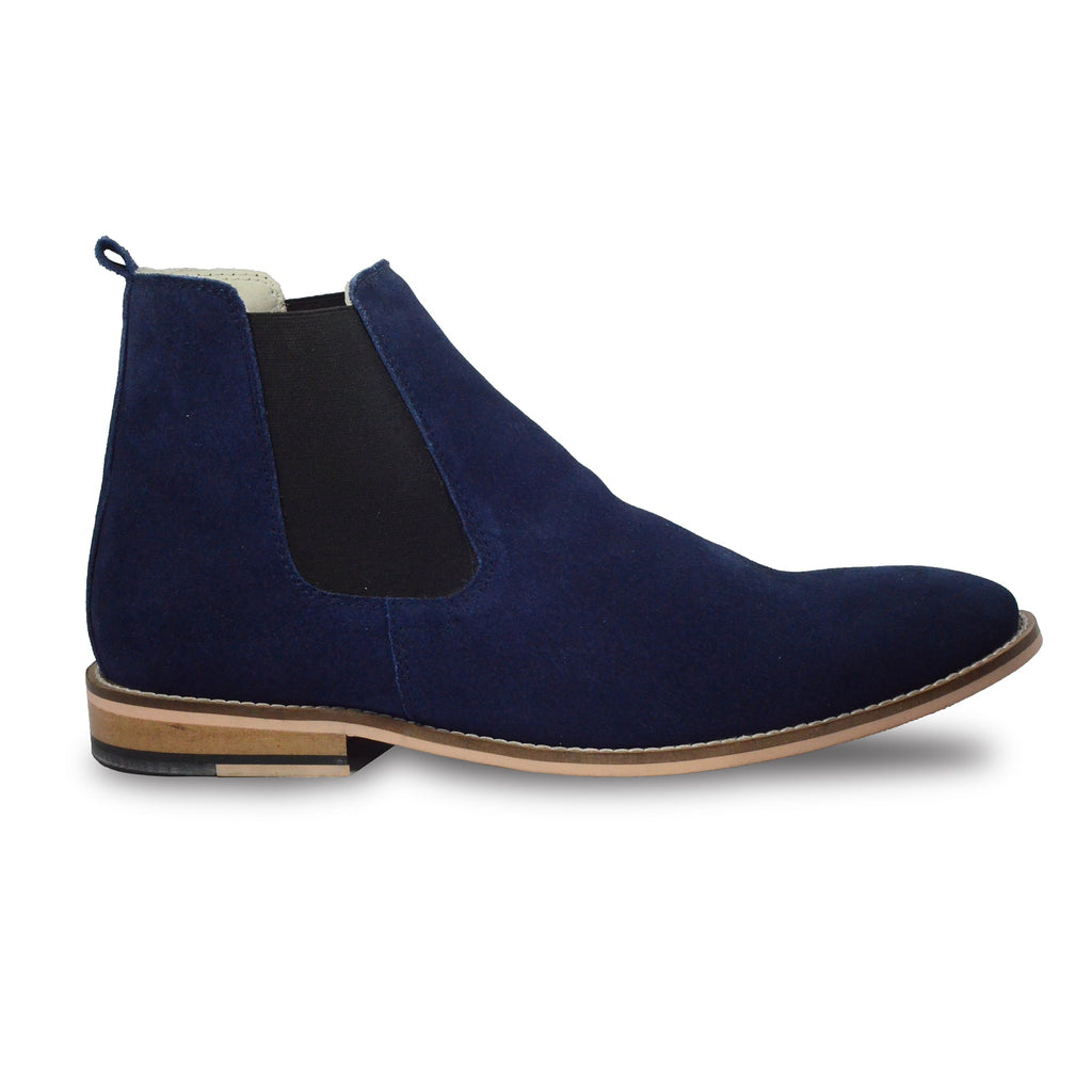 Chelsea Boots : Genuine Blue Suede leather Chelsea Boots with Memory foam footpad. Article : Chelsea04