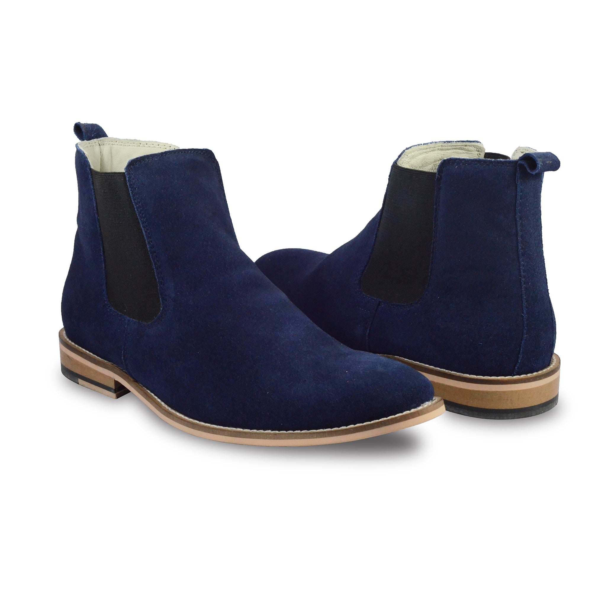 Chelsea Boots : Genuine Blue Suede leather Chelsea Boots with Memory foam footpad. Article : Chelsea04