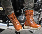 Biker Boots : Tan leather Rider boots for bikers with Steel toe.
