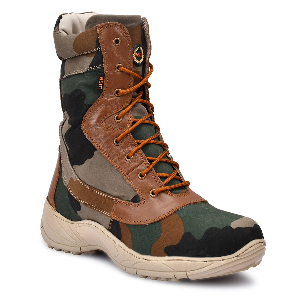 Military Tactical Boots : Camouflage army boots with Side chain & Memory foam footpad.