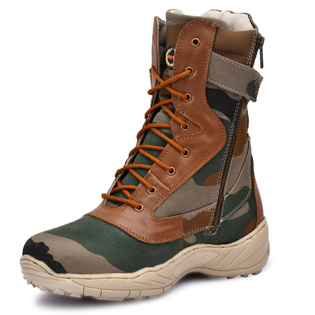 Military Tactical Boots : Camouflage army boots with Side chain & Memory foam footpad.
