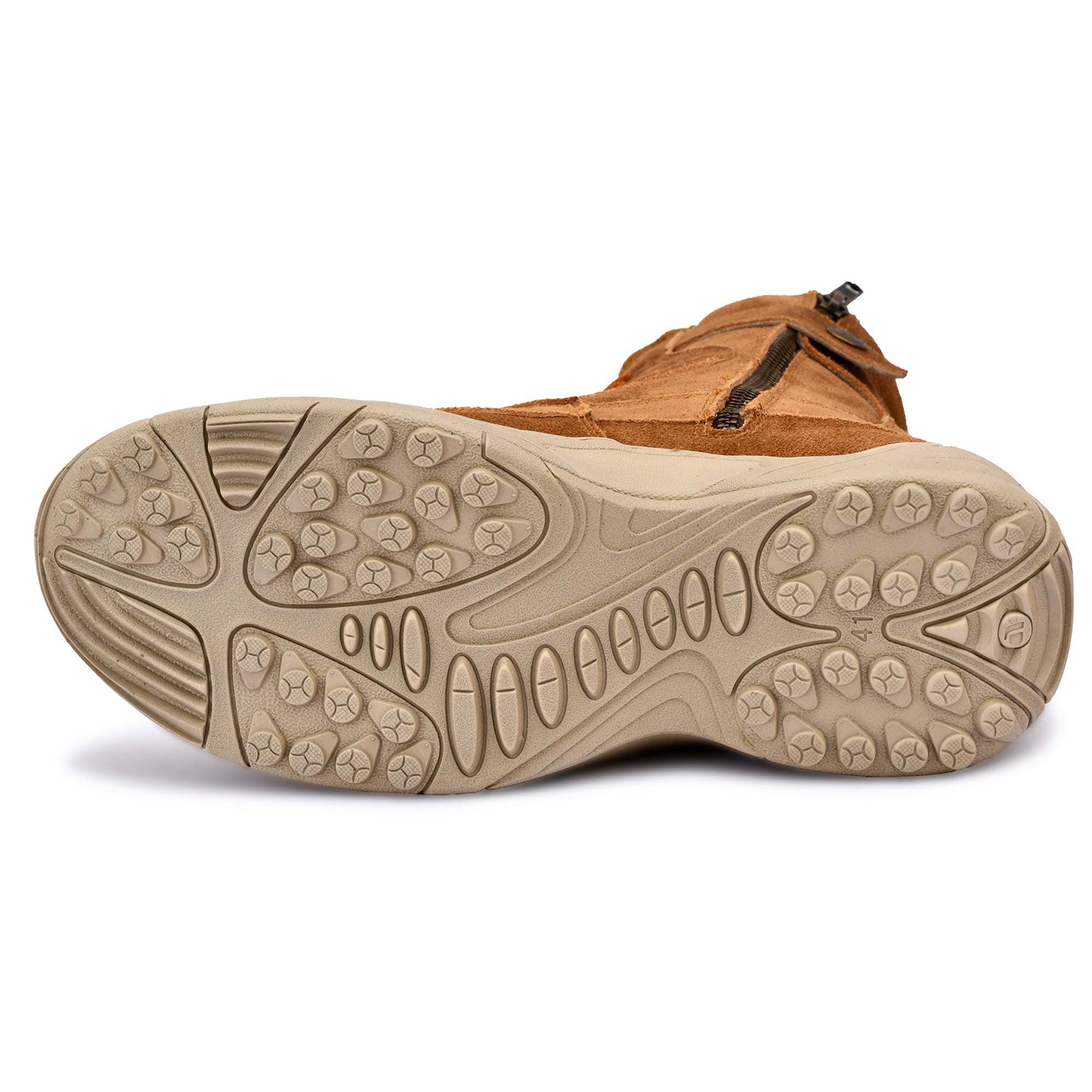 Biker Boots : Tan Suede leather Rider boots for bikers with Side chain & Memory foam footpad.