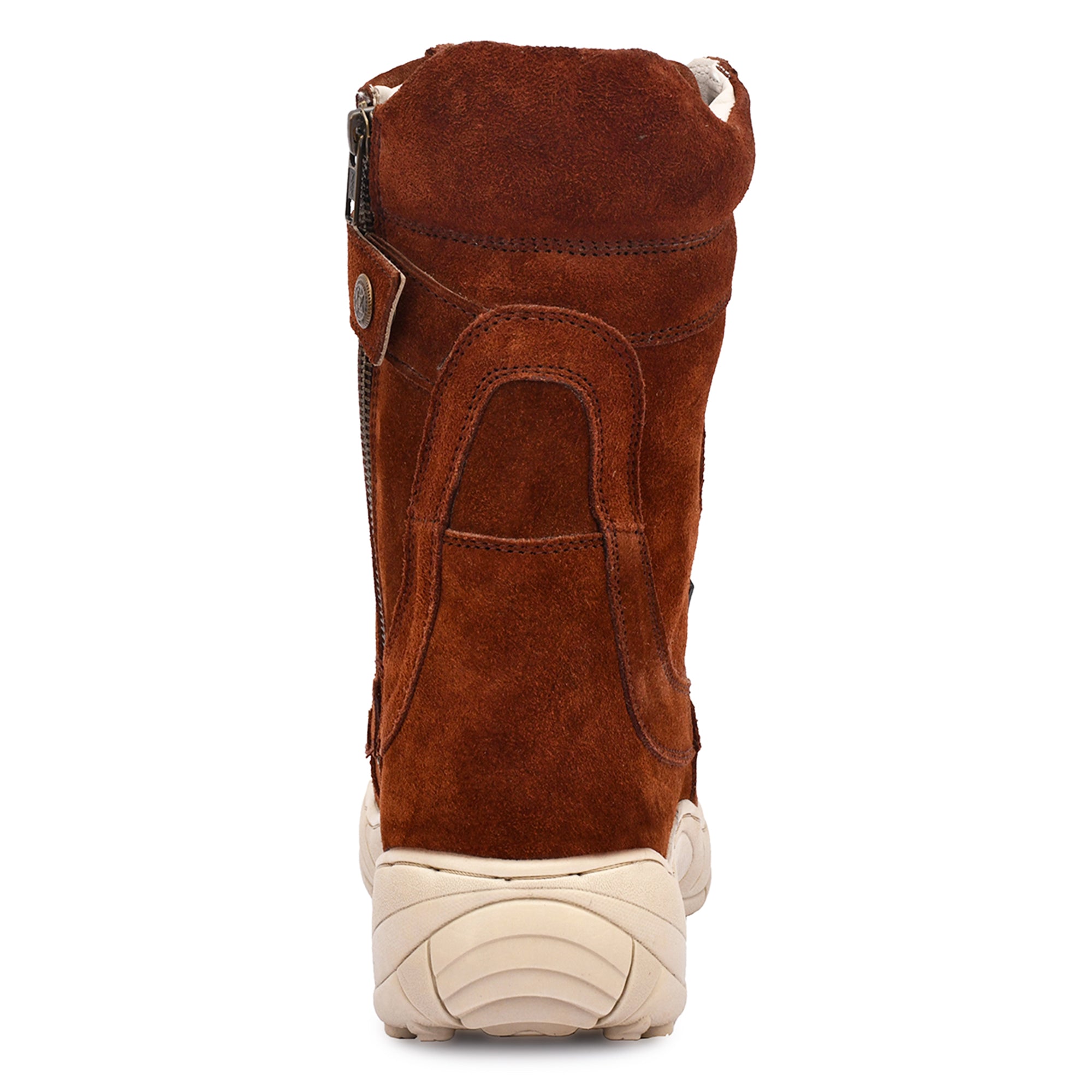 Biker Boots : Tan Suede leather Rider boots for bikers with Side chain & Memory foam footpad.