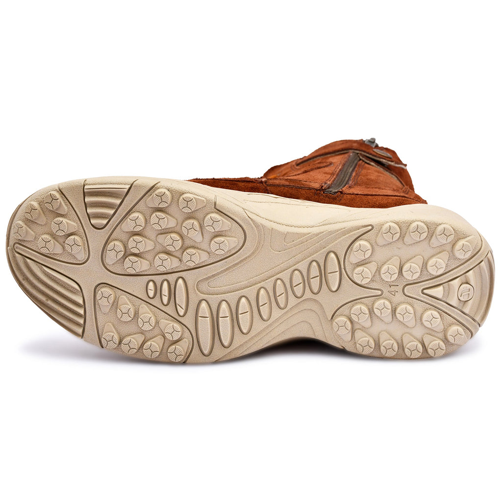 Biker Boots : Tan Suede leather Rider boots for bikers with Side chain & Memory foam footpad.