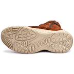 Biker Boots : Tan Suede leather Rider boots for bikers with Side chain & Memory foam footpad.