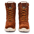 Biker Boots : Tan Suede leather Rider boots for bikers with Side chain & Memory foam footpad.