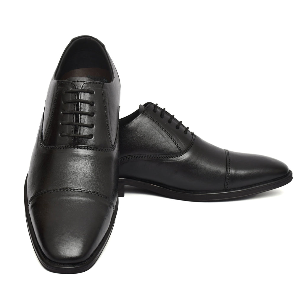 Oxford Shoes : Black Leather Oxford Shoes for men with Memory foam footpad. Article : AL-110Black