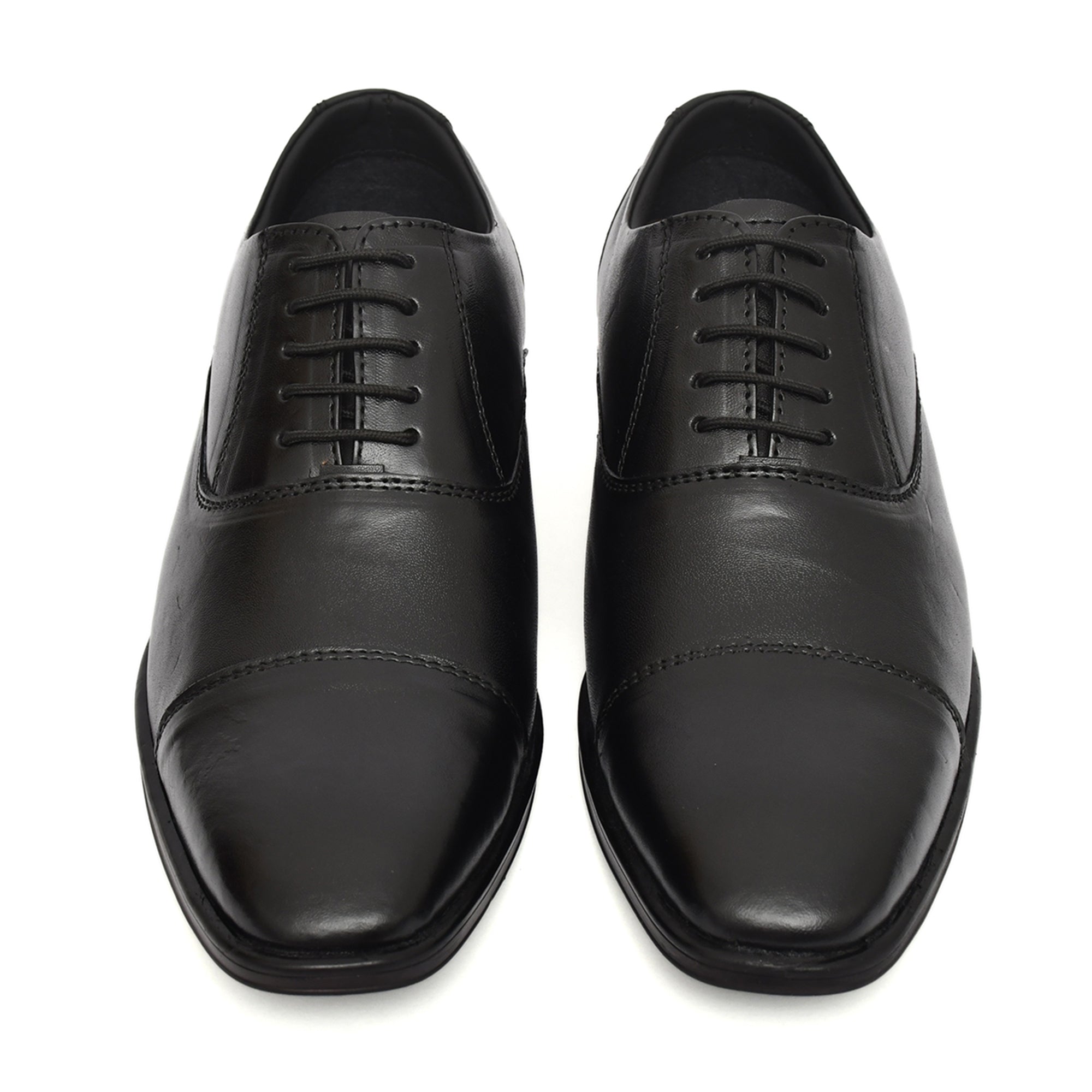 Oxford Shoes : Black Leather Oxford Shoes for men with Memory foam footpad. Article : AL-110Black
