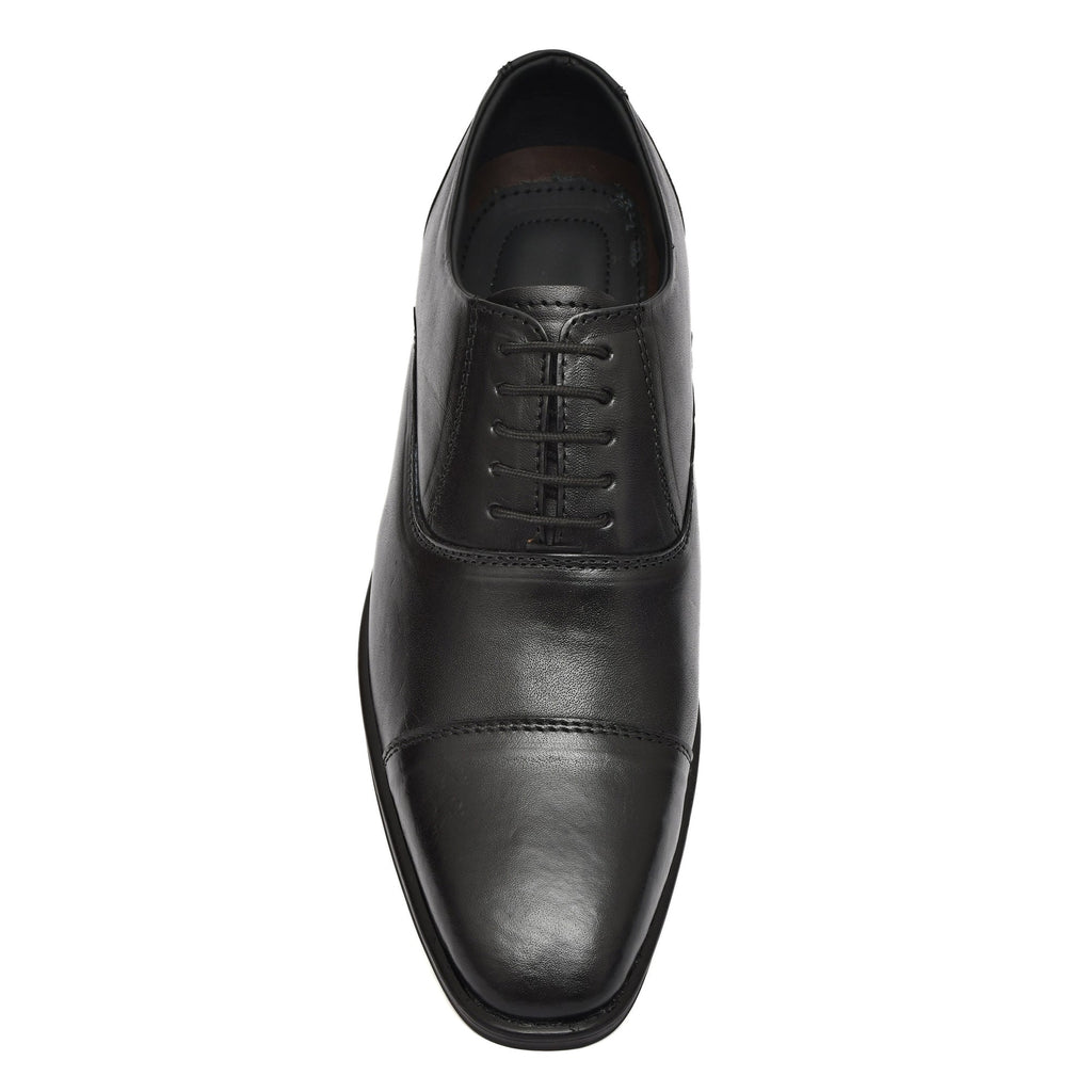 Oxford Shoes : Black Leather Oxford Shoes for men with Memory foam footpad. Article : AL-110Black