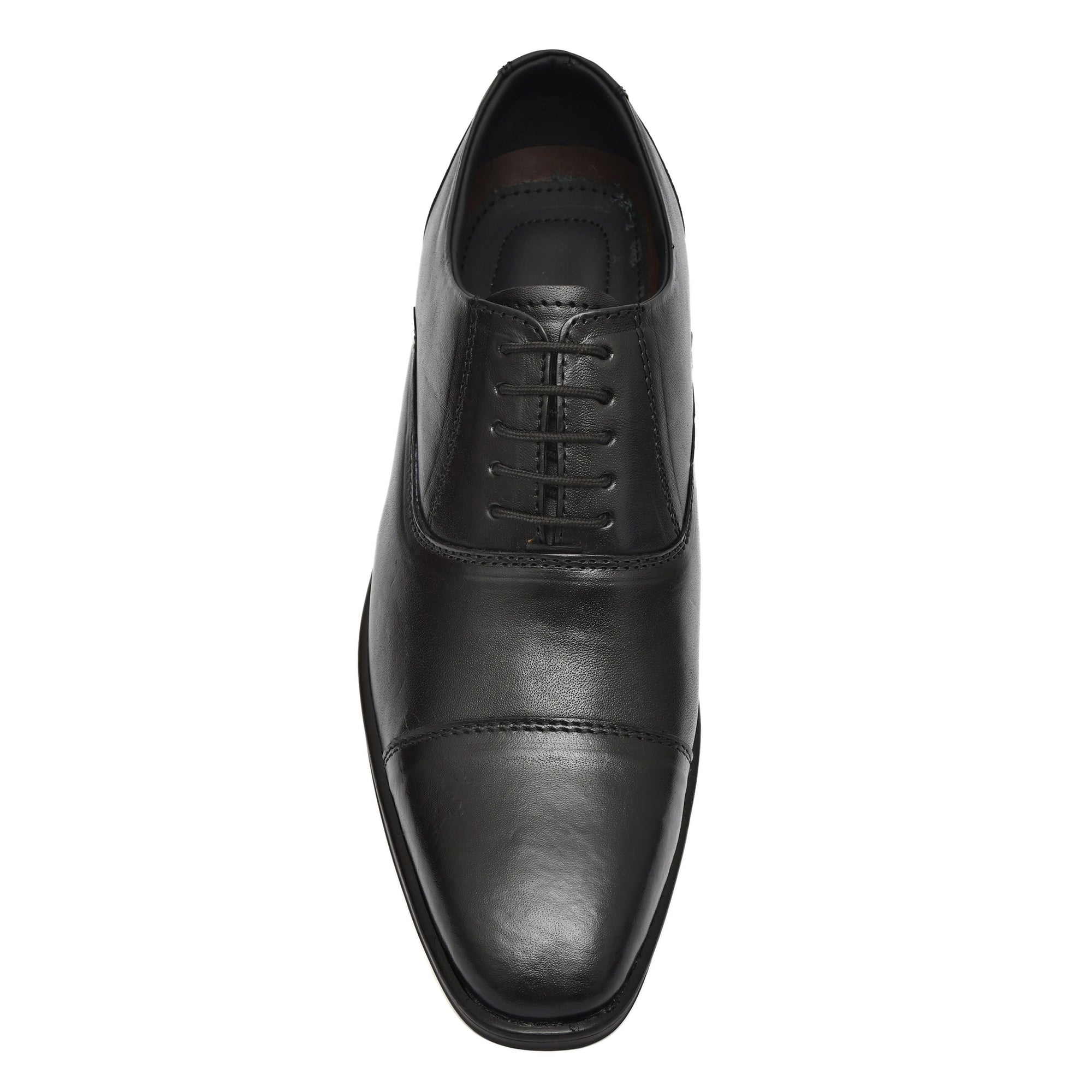 Oxford Shoes : Black Leather Oxford Shoes for men with Memory foam footpad. Article : AL-110Black