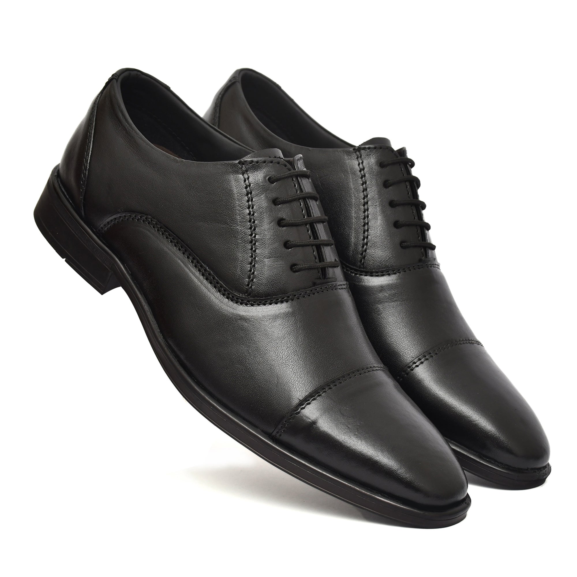 Oxford Shoes : Black Leather Oxford Shoes for men with Memory foam footpad. Article : AL-110Black