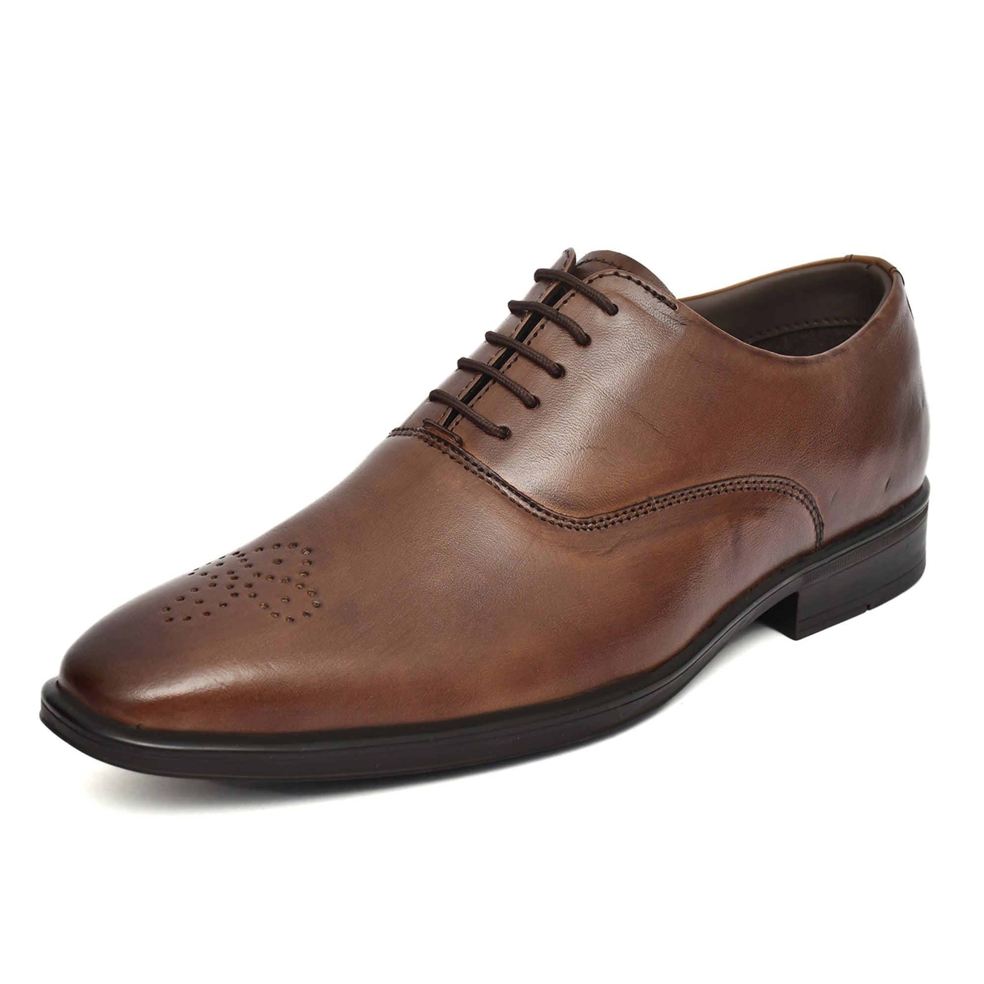 Derby Shoes : Tan Leather Derby Shoes for men with Memory foam footpad. Article : AL-02Brown