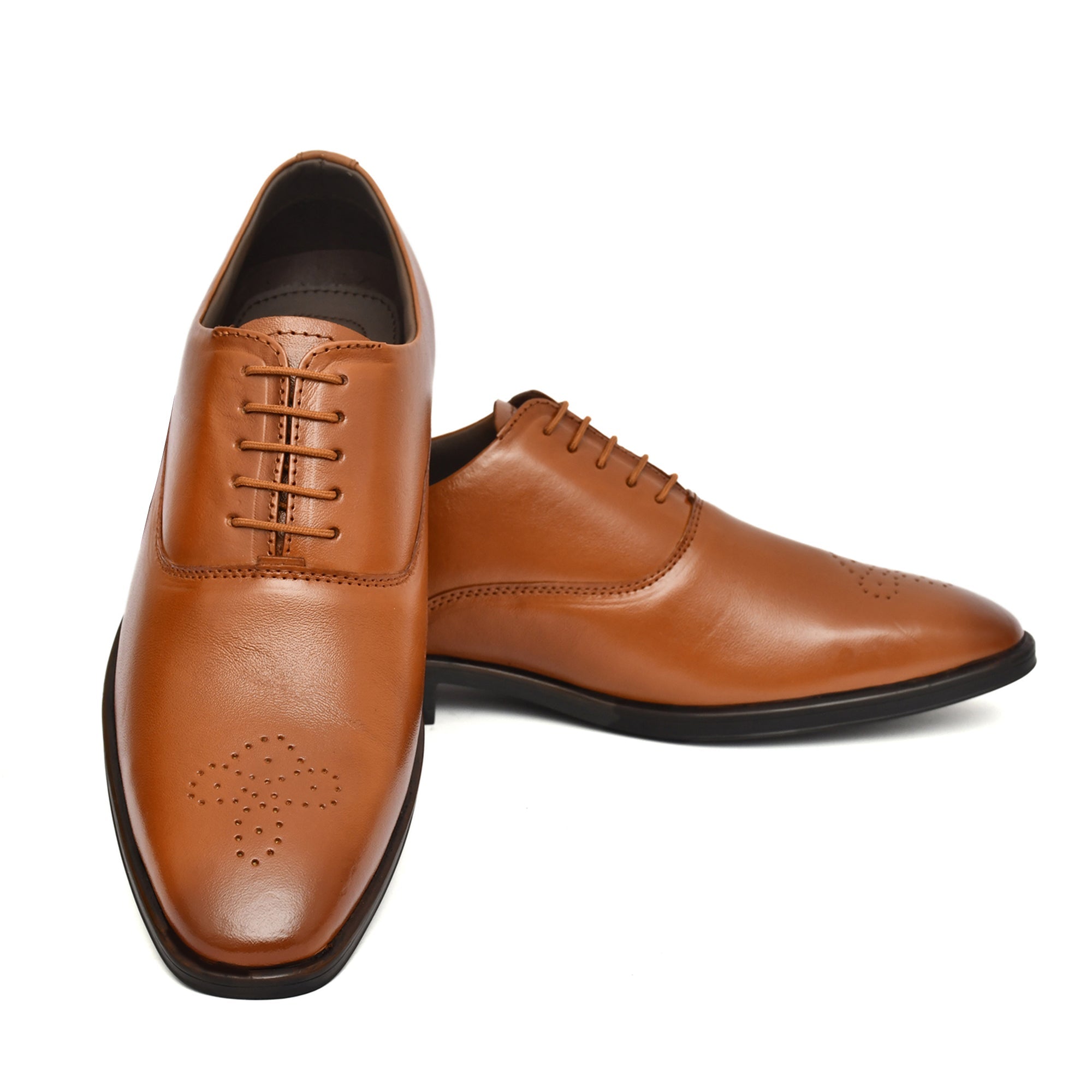 Derby Shoes : Leather Derby Shoes for men with Memory foam footpad. Article : AL02-Tan