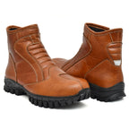 Biker Boots : Tan  Rugged leather Rider boots for bikers with Steel toe.
