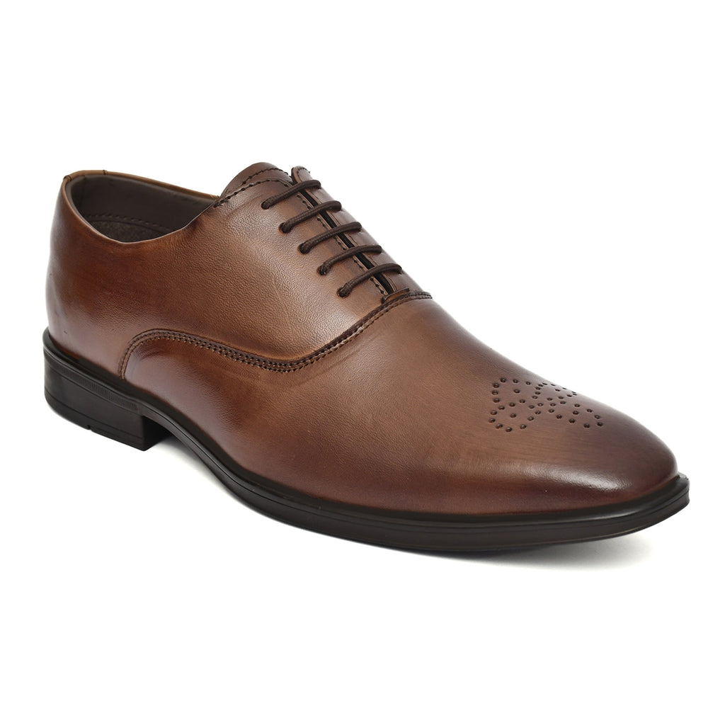 Derby Shoes : Tan Leather Derby Shoes for men with Memory foam footpad. Article : AL-02Brown