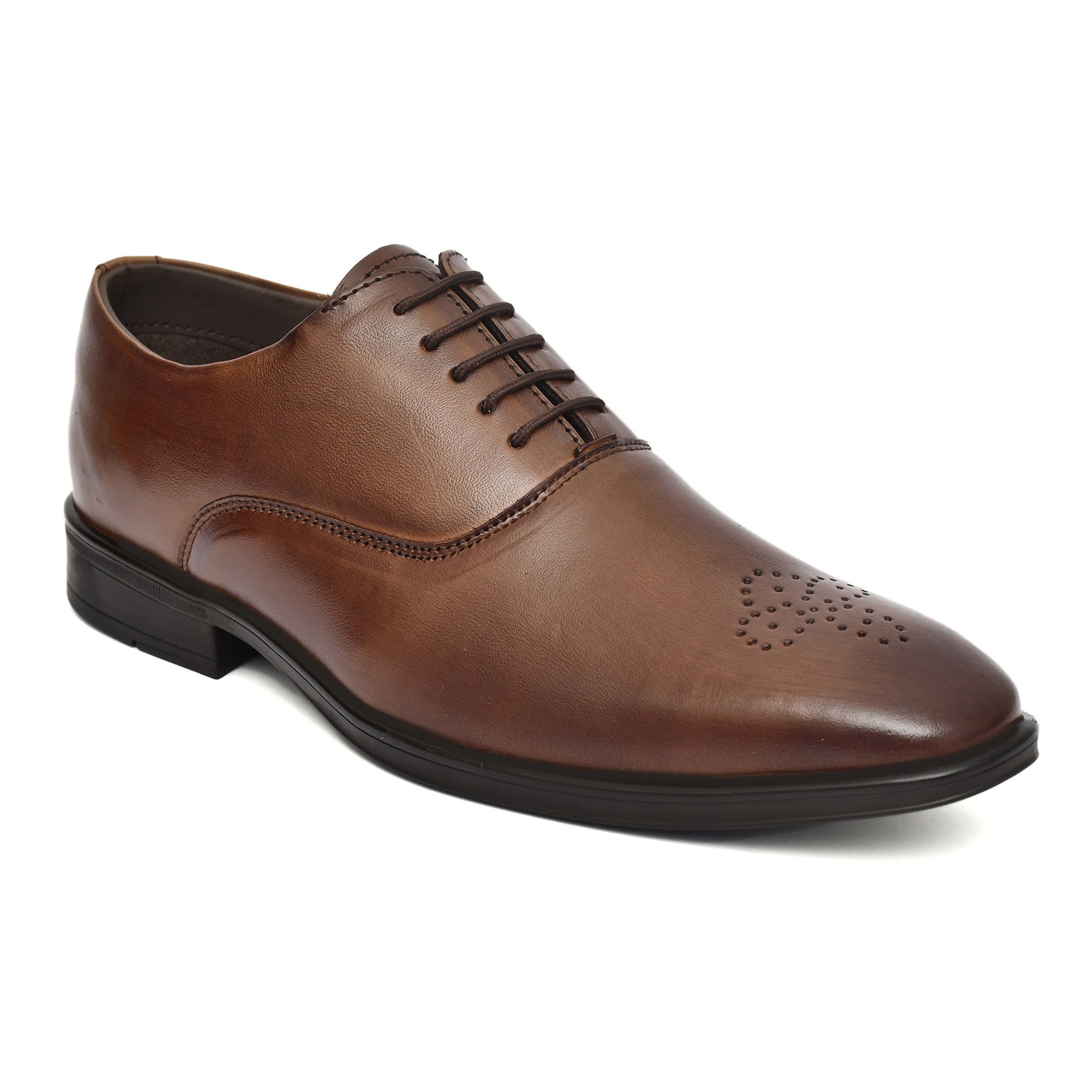 Derby Shoes : Tan Leather Derby Shoes for men with Memory foam footpad. Article : AL-02Brown