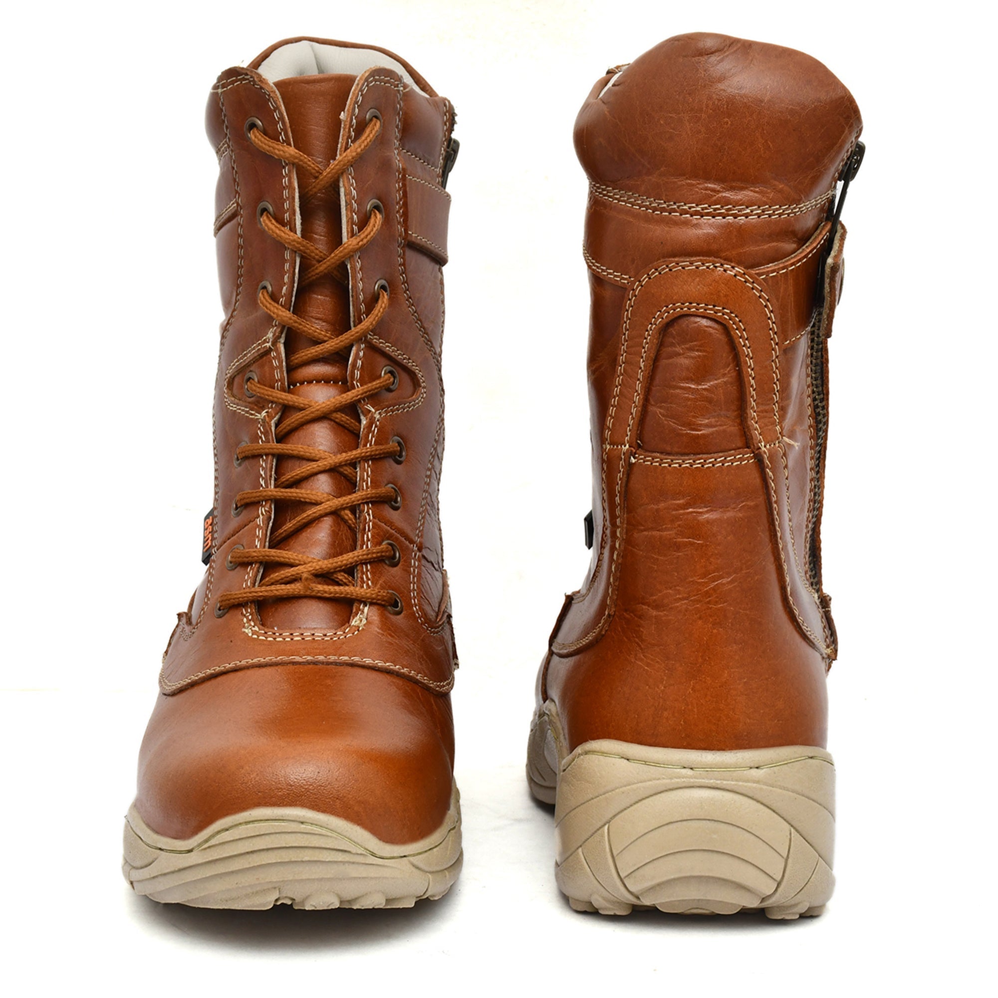 Biker Boots : Tan leather Rider boots for bikers with Steel toe.