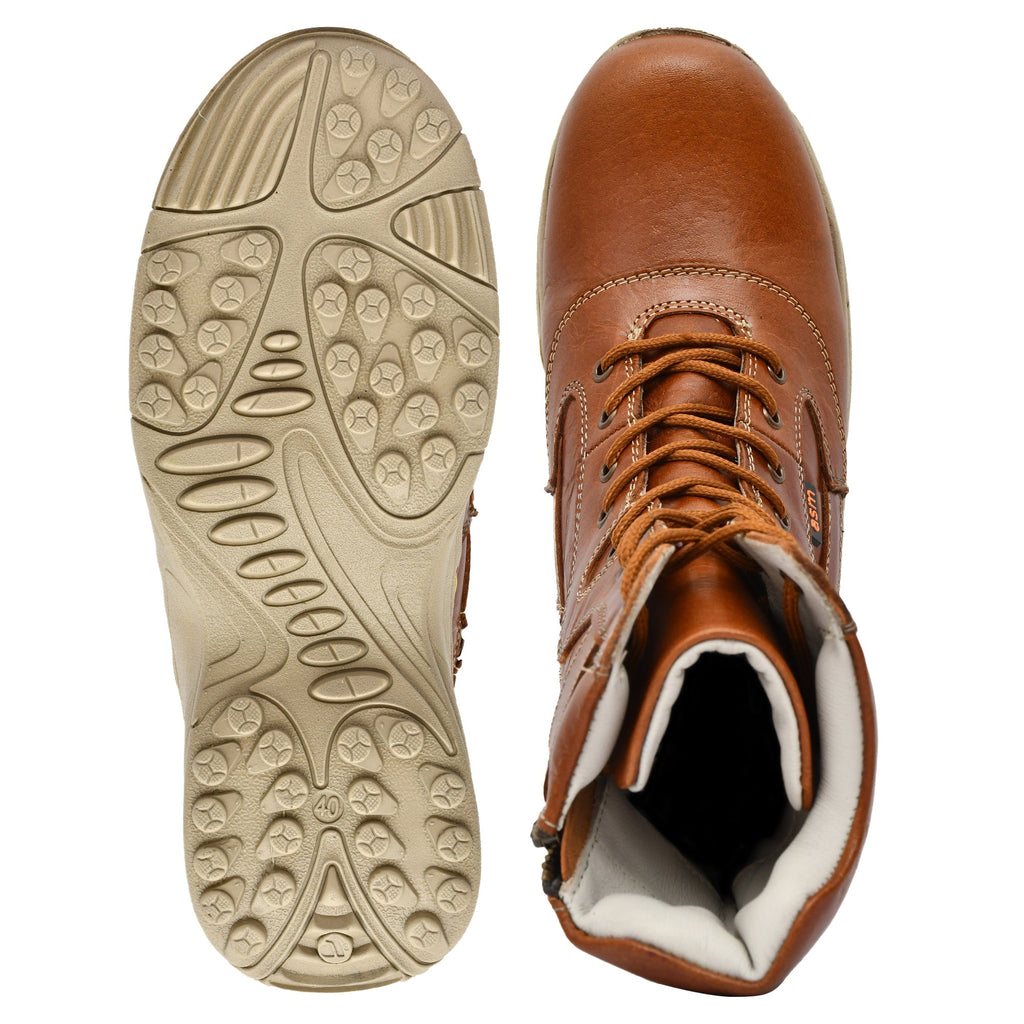 Biker Boots : Tan leather Rider boots for bikers with Steel toe.