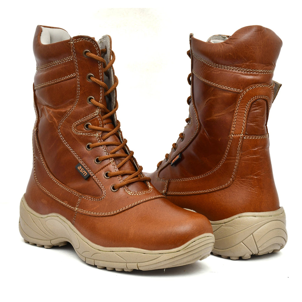 Biker Boots : Tan leather Rider boots for bikers with Steel toe.