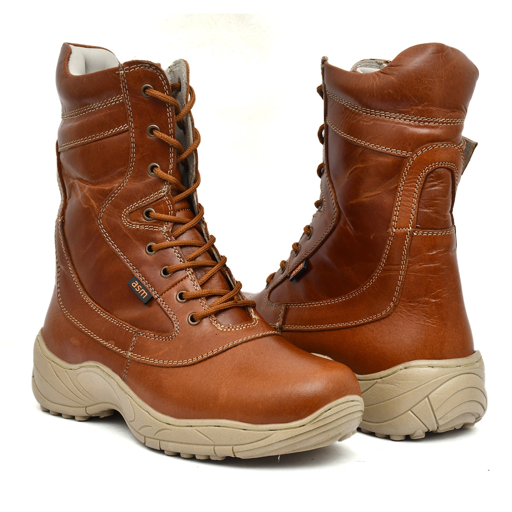 Biker Boots : Tan leather Rider boots for bikers with Steel toe.