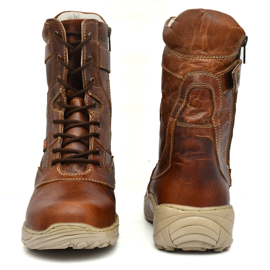 Biker Boots : Brown leather Rider boots for bikers with Steel toe.