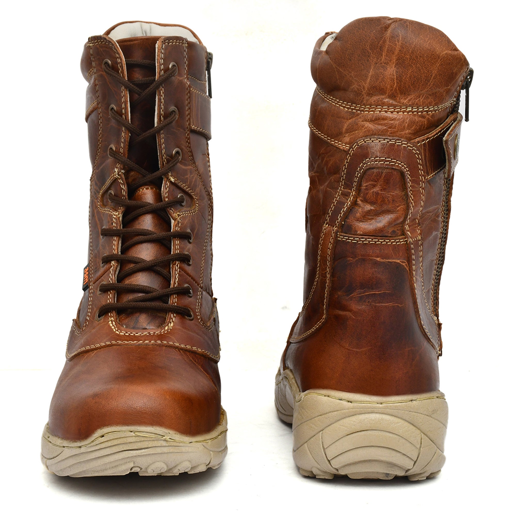 Biker Boots : Brown leather Rider boots for bikers with Steel toe.