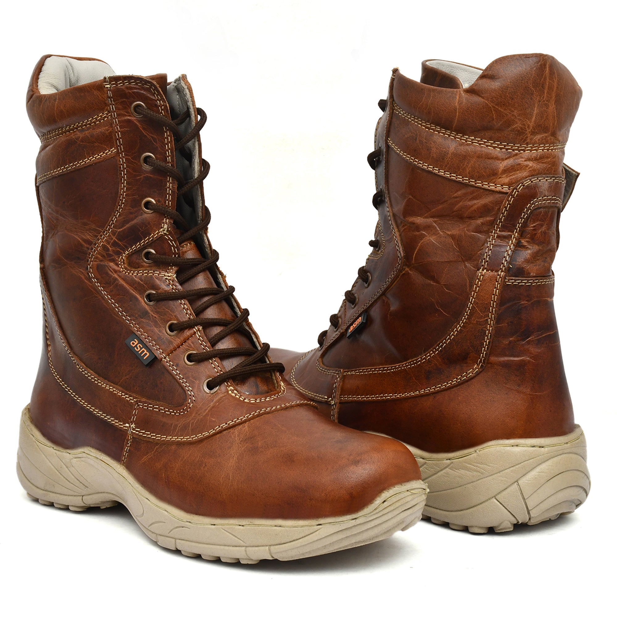 Biker Boots : Brown leather Rider boots for bikers with Steel toe.