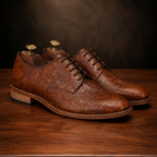 Goodyear Welted Derby Shoes :  Tan flora leather with Memory foam footpad.
