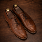 Goodyear Welted Derby Shoes :  Tan flora leather with Memory foam footpad.