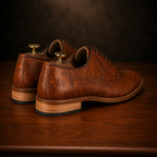 Goodyear Welted Derby Shoes by Amisar :  Tan flor-a leather with Memory foam footpad. HD201-c