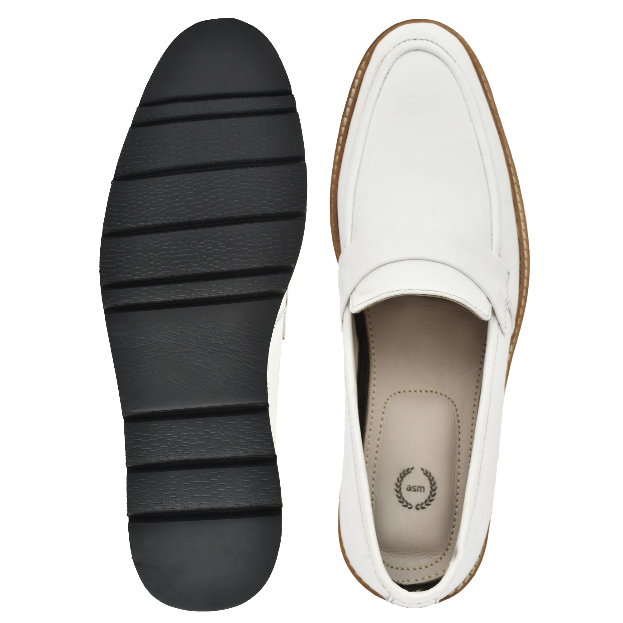 Penny loafers :  White leather Penny loafer Memory foam footpad. Article : 107PE-White