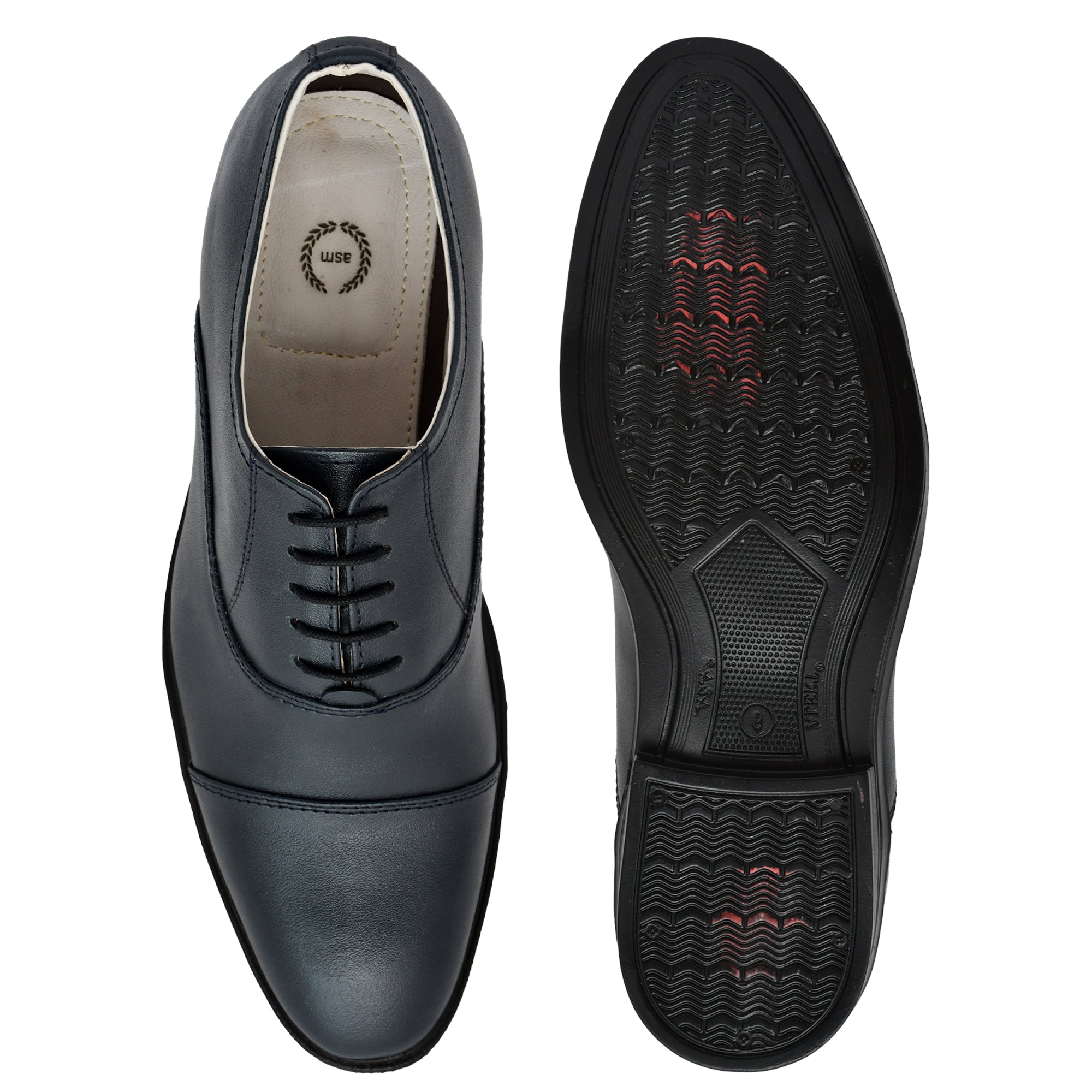 Oxford Shoes : Blue leather Oxford Shoes for men with Memory foam footpad. Article : 110Blue