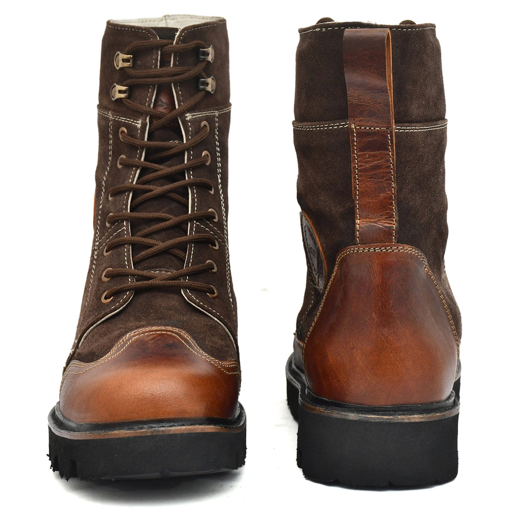 Rider Boots : Urban Rugged & Suede Brown  leather boots for bikers with EVA Sole.