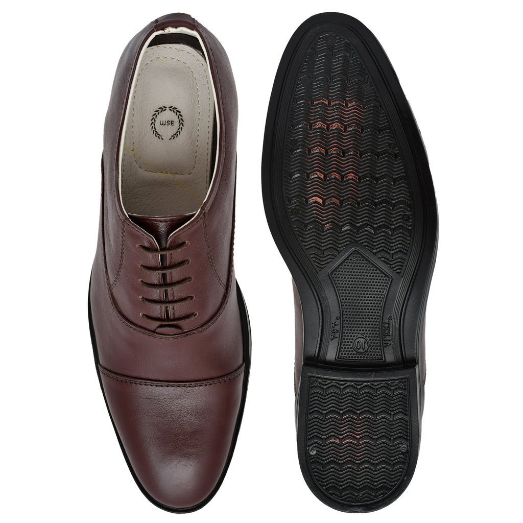 Oxford Shoes : Wine leather Oxford Shoes for men with Memory foam footpad. Article : 110CherryBrown