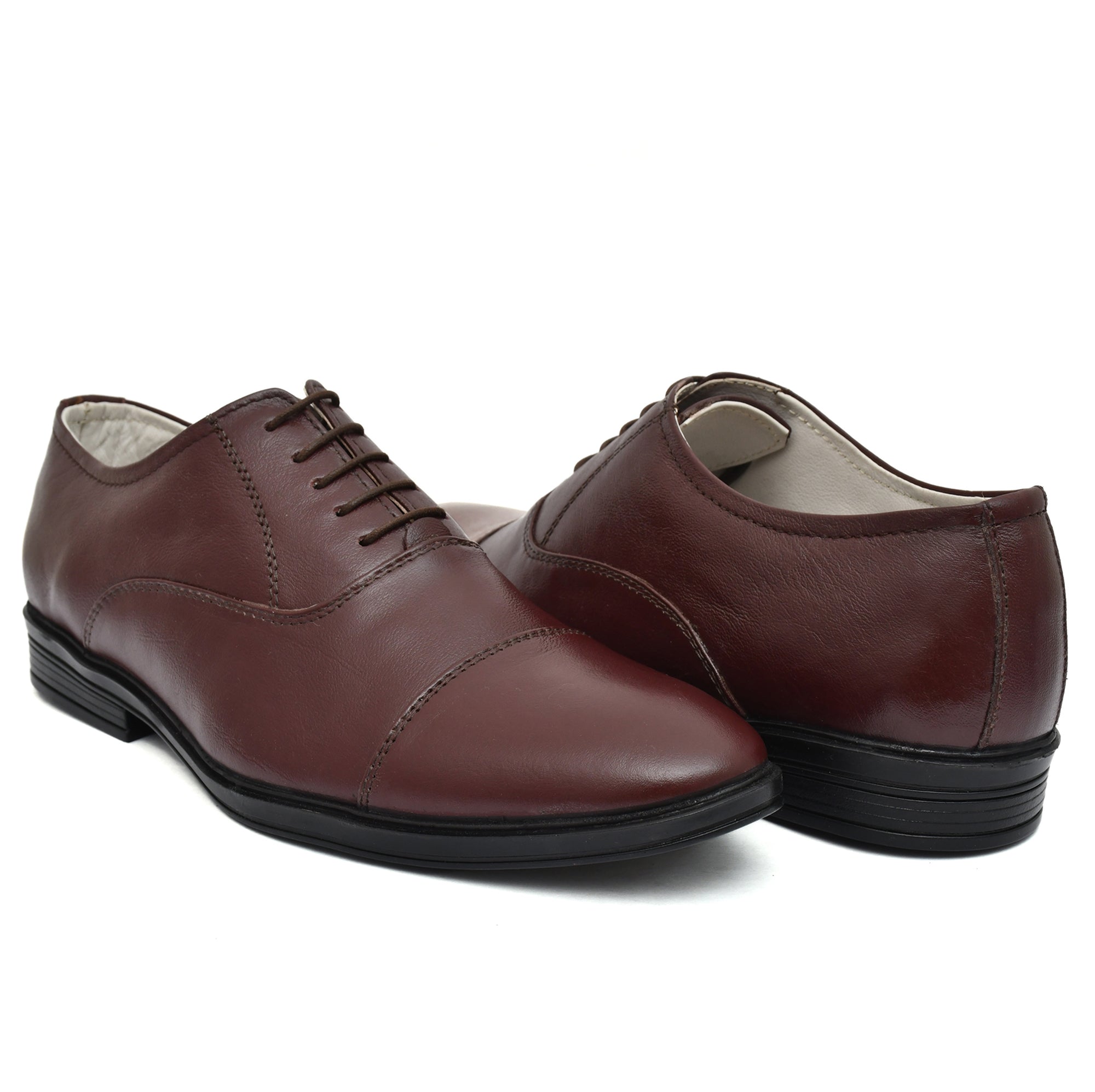 Oxford Shoes : Wine leather Oxford Shoes for men with Memory foam footpad. Article : 110CherryBrown